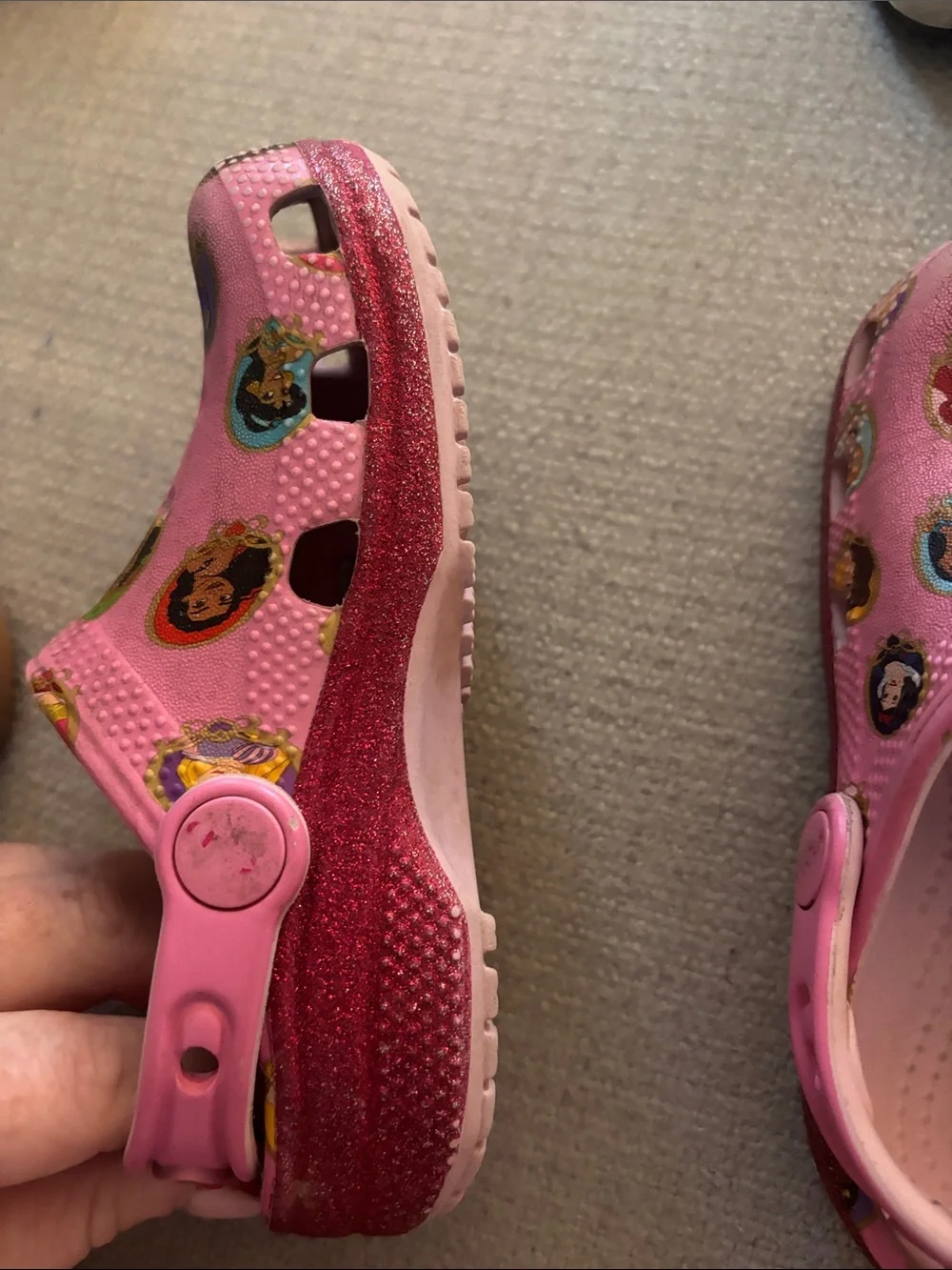 CROCS Kids Pink Disney Print Slip-On Clogs